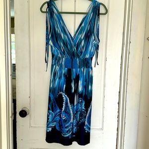 Xl sleeveless blue poly-blend sun dress